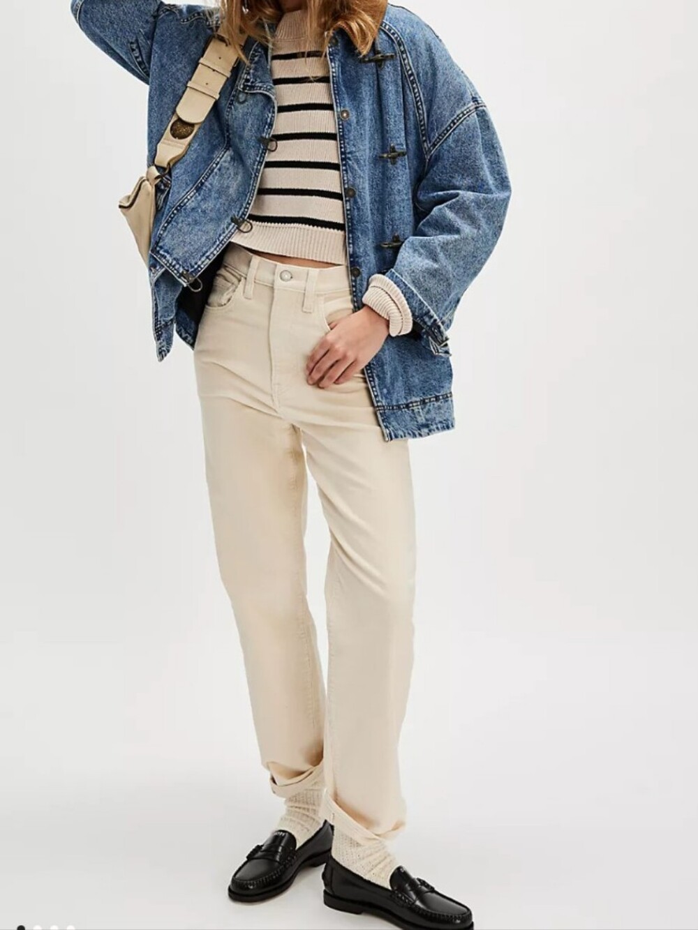 Levi's Rib Cage Straight Cream Colored Corduroy Pants